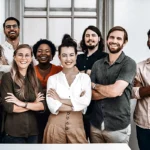social group, friendship, posing, smile, standing