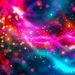 colorfulness, light, magenta, fractal art, a red circle with white dots